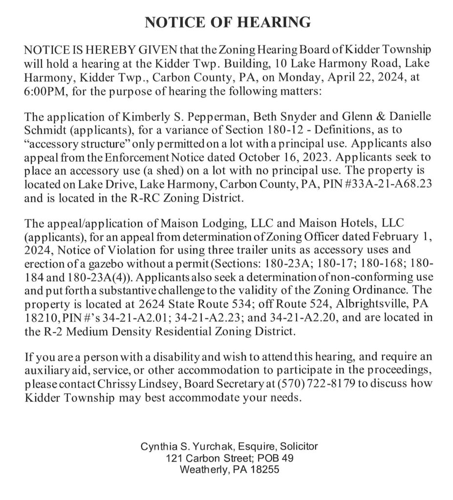 Zoning & Building Kidder Township